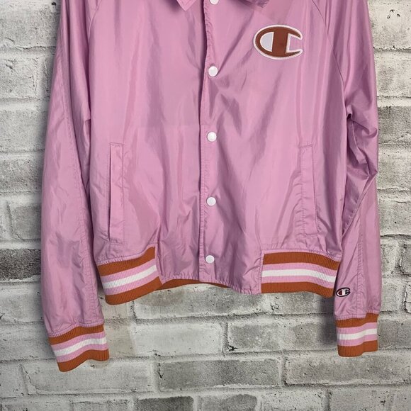 Champion Coach Jacket Embroidered Snap Front Windbreaker Bomber - Picture 3 of 11
